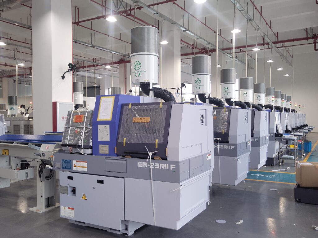 Oil Mist Collectors on an SB-23RII F Swiss-Type CNC Lathe Line
